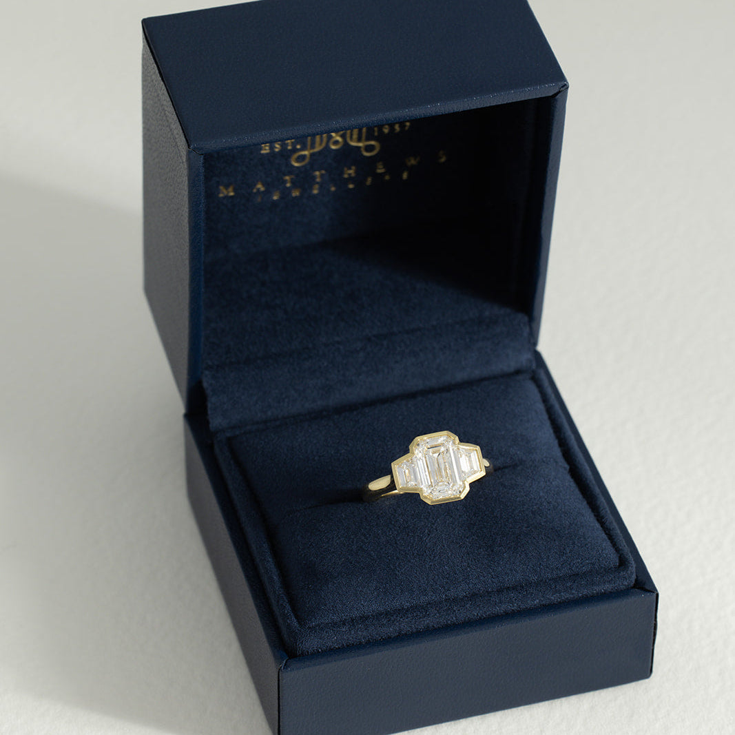 Eliana | 2.5ct Emerald Cut and Trapezoid Lab Grown Diamond Engagement Ring
