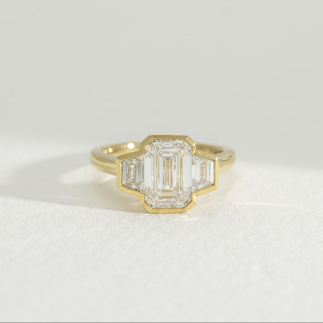 Eliana | 2.5ct Emerald Cut and Trapezoid Lab Grown Diamond Engagement Ring