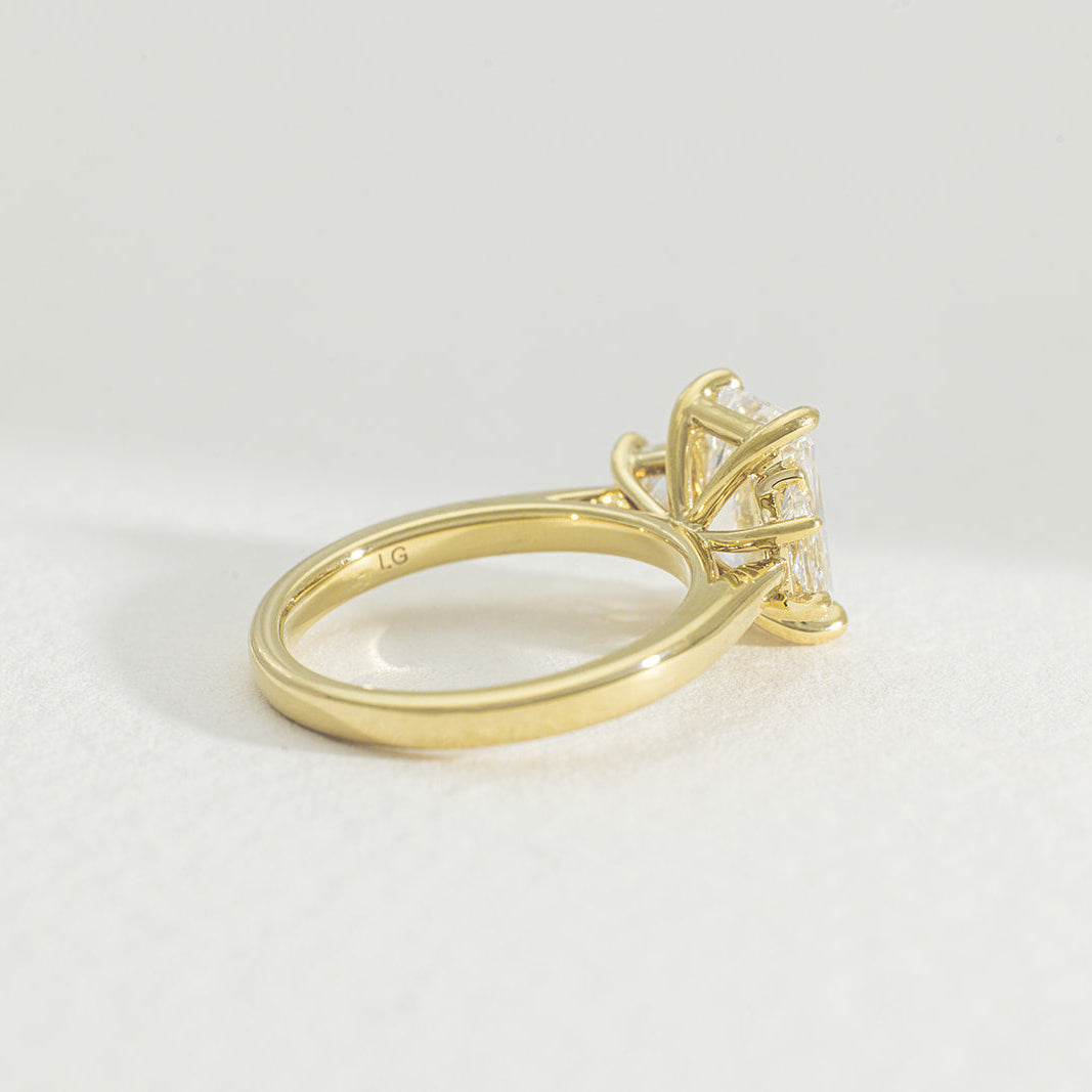 Thea | 3.35ct Radiant Lab Grown Diamond Three Stone Engagement Ring