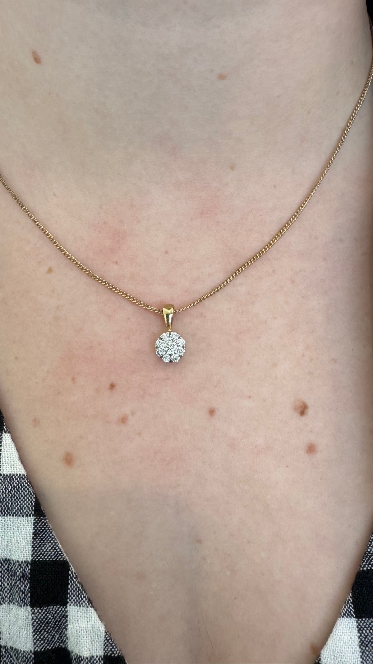 Natural Diamond Cluster Pendant Yellow Gold 0.50ct