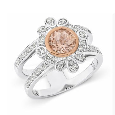 Art Deco Morganite and Diamond Dress Ring