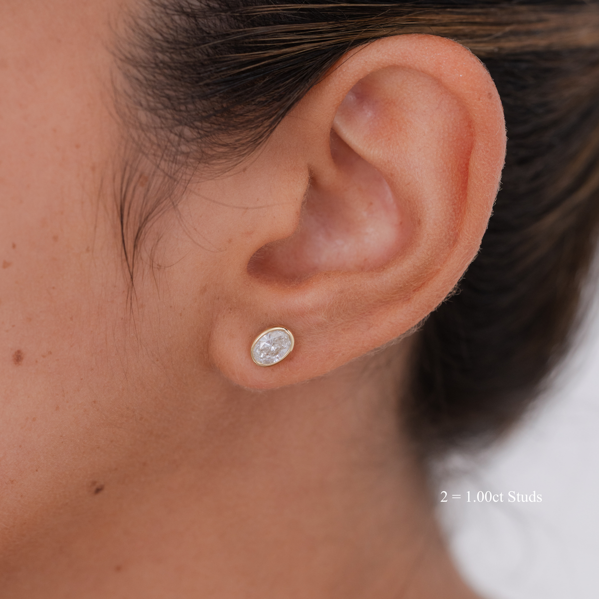 Oval Bezel Diamond Studs