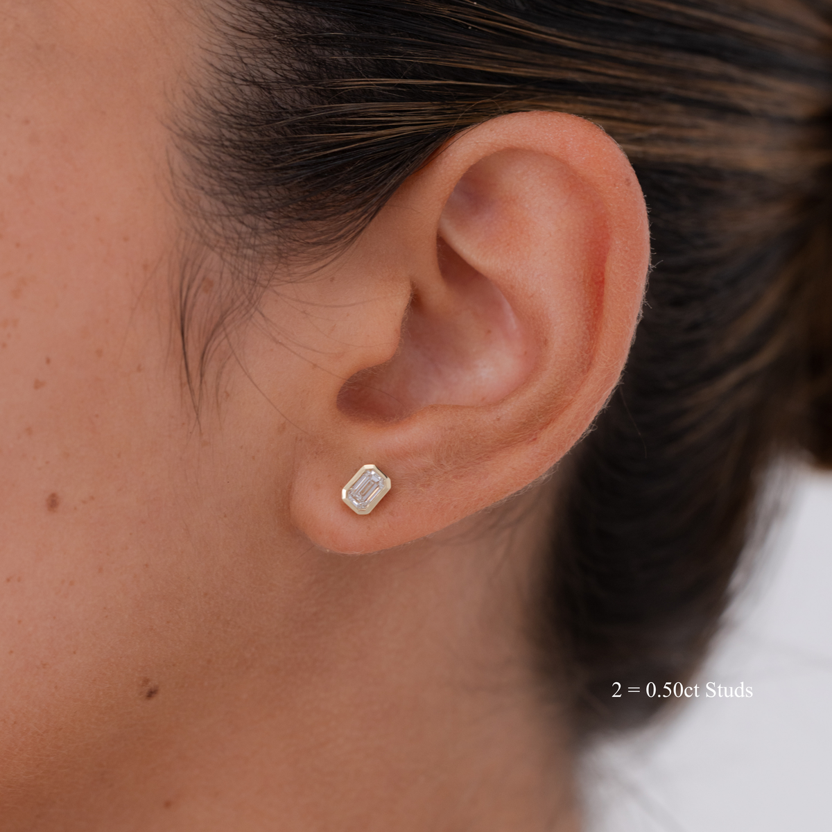 Emerald Bezel Diamond Studs