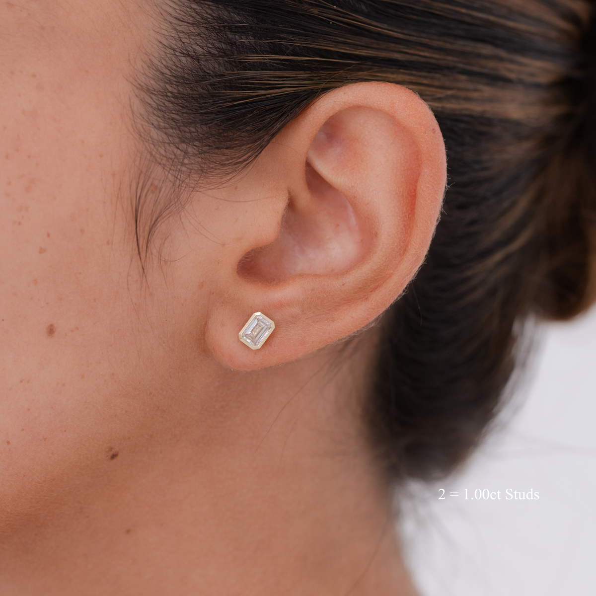 Emerald Bezel Diamond Studs