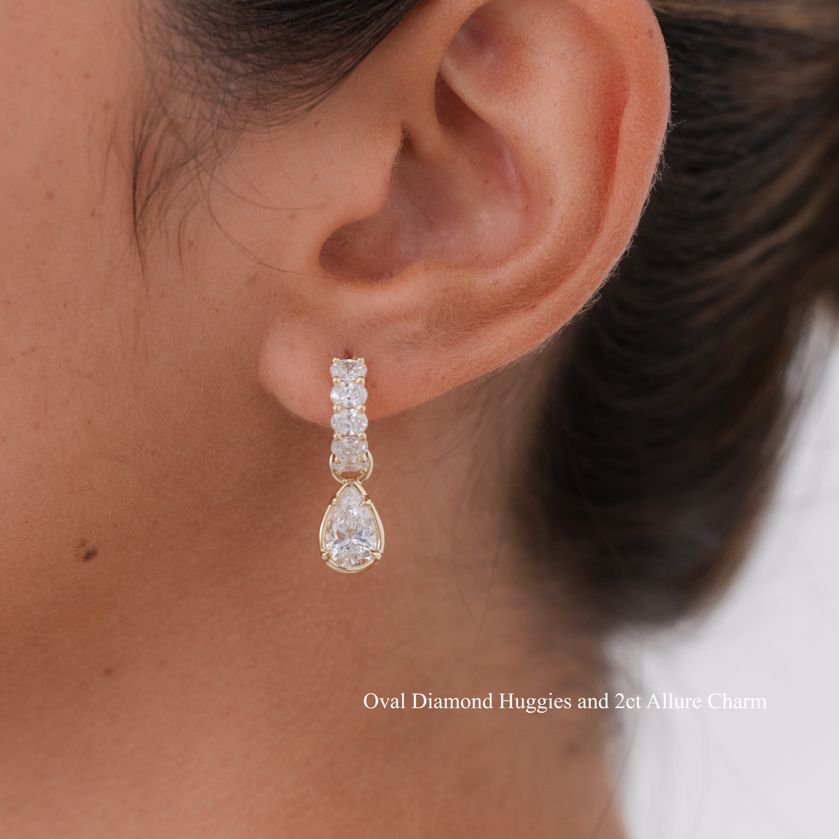 Oval Diamond Huggie Hoops