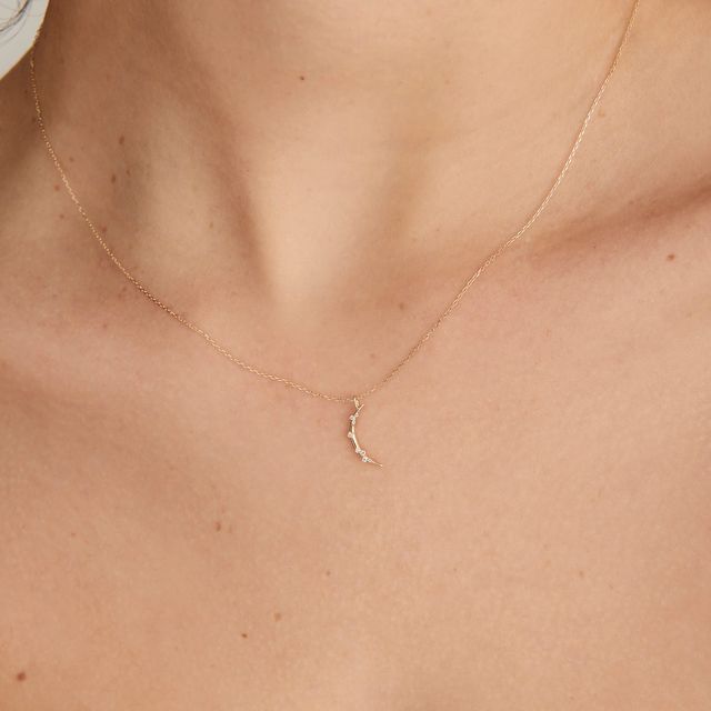 14k Yellow Gold Star and Moon Necklace