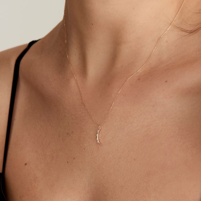 14k Yellow Gold Star and Moon Necklace
