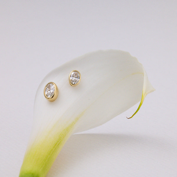 Oval Bezel Earrings