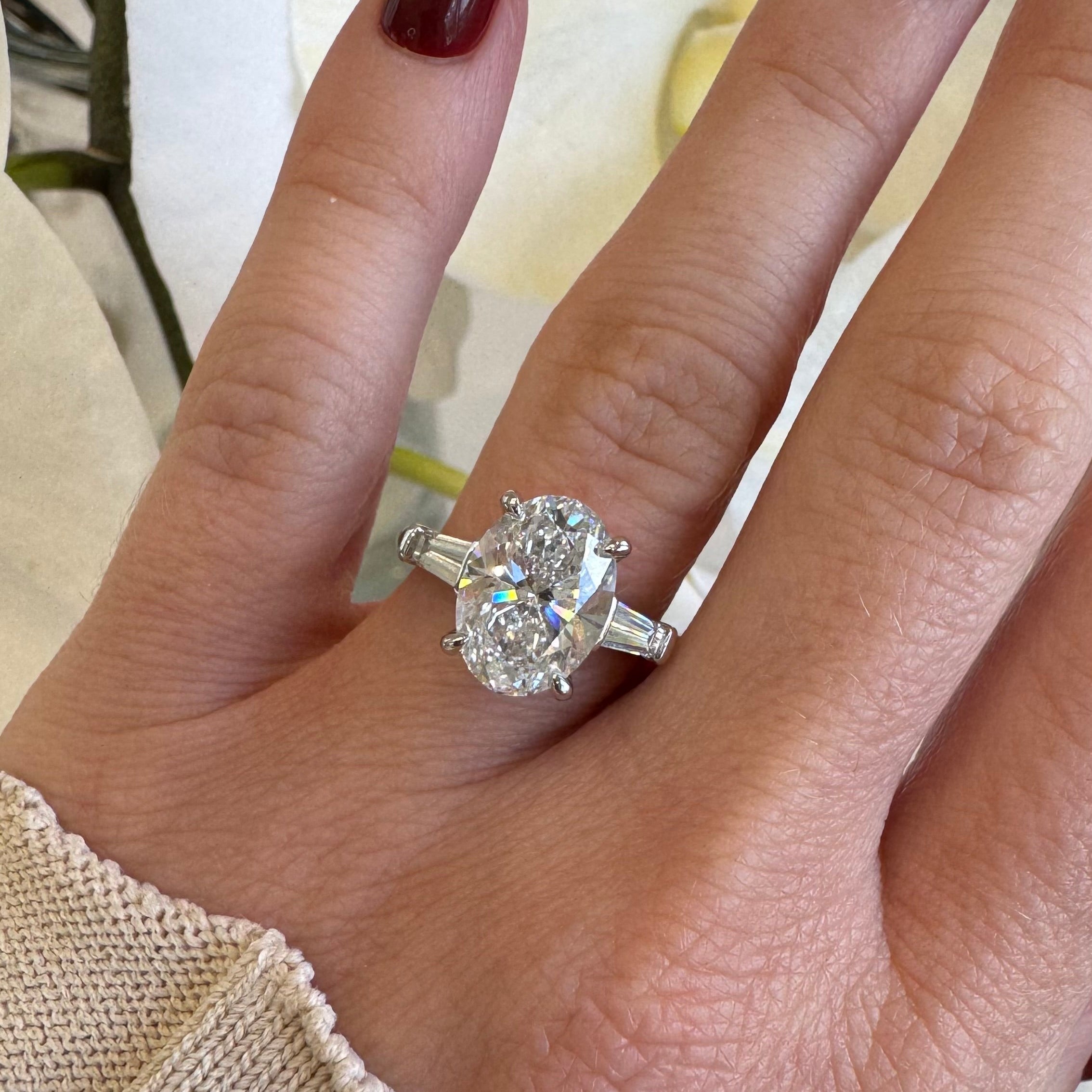 Ophelia Oval Engagement Ring with Tapered Baguettes