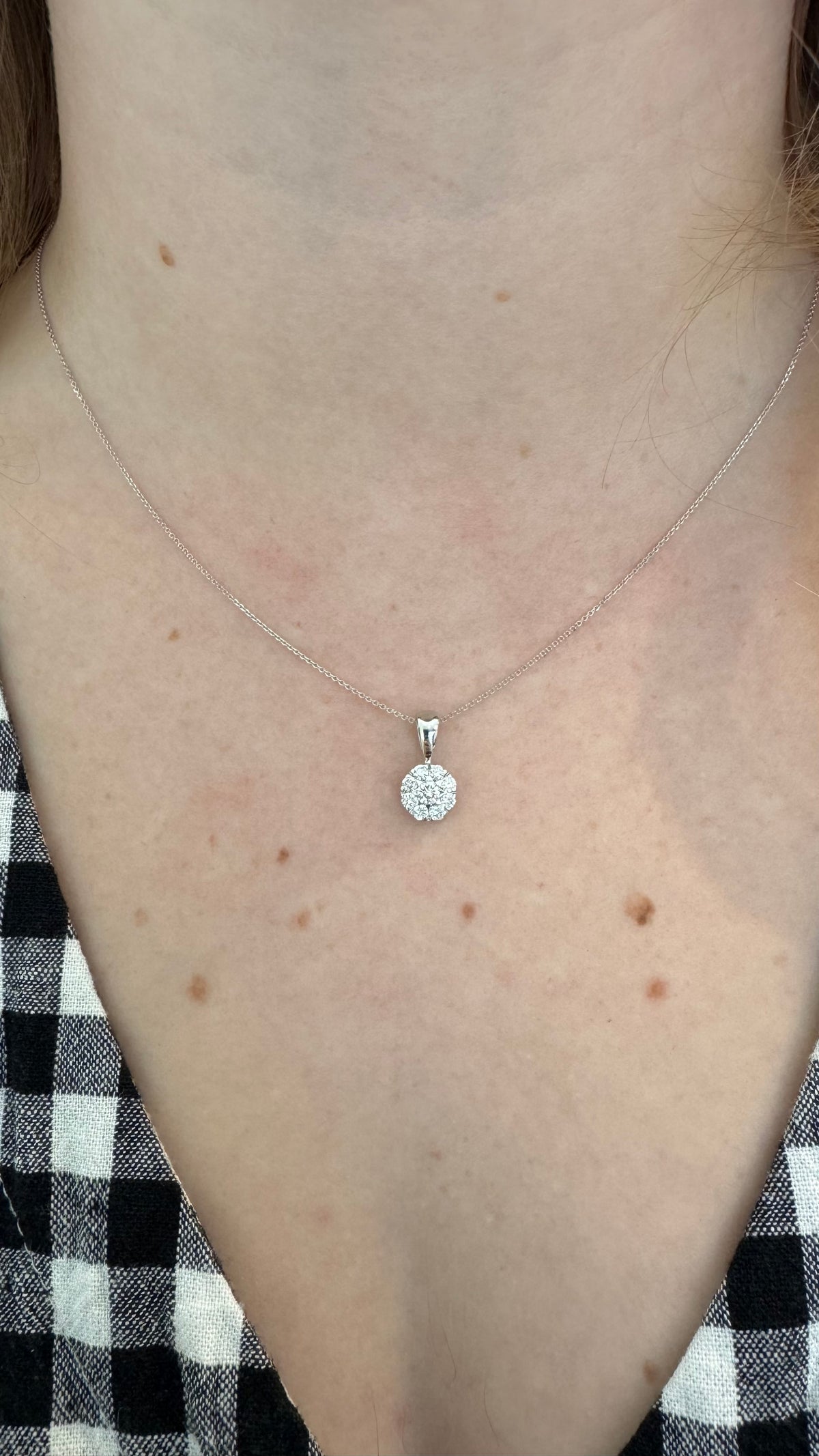 Natural Diamond Cluster Pendant White Gold 0.50ct