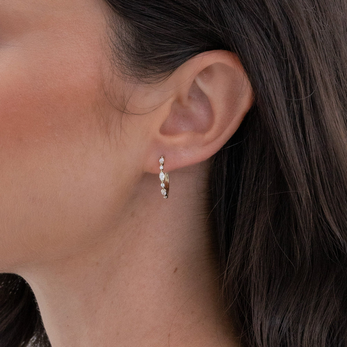 Marquise and Round Hoop Earrings