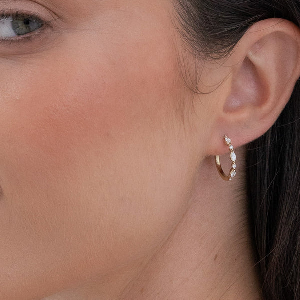 Marquise and Round Dainty Hoop Earrings