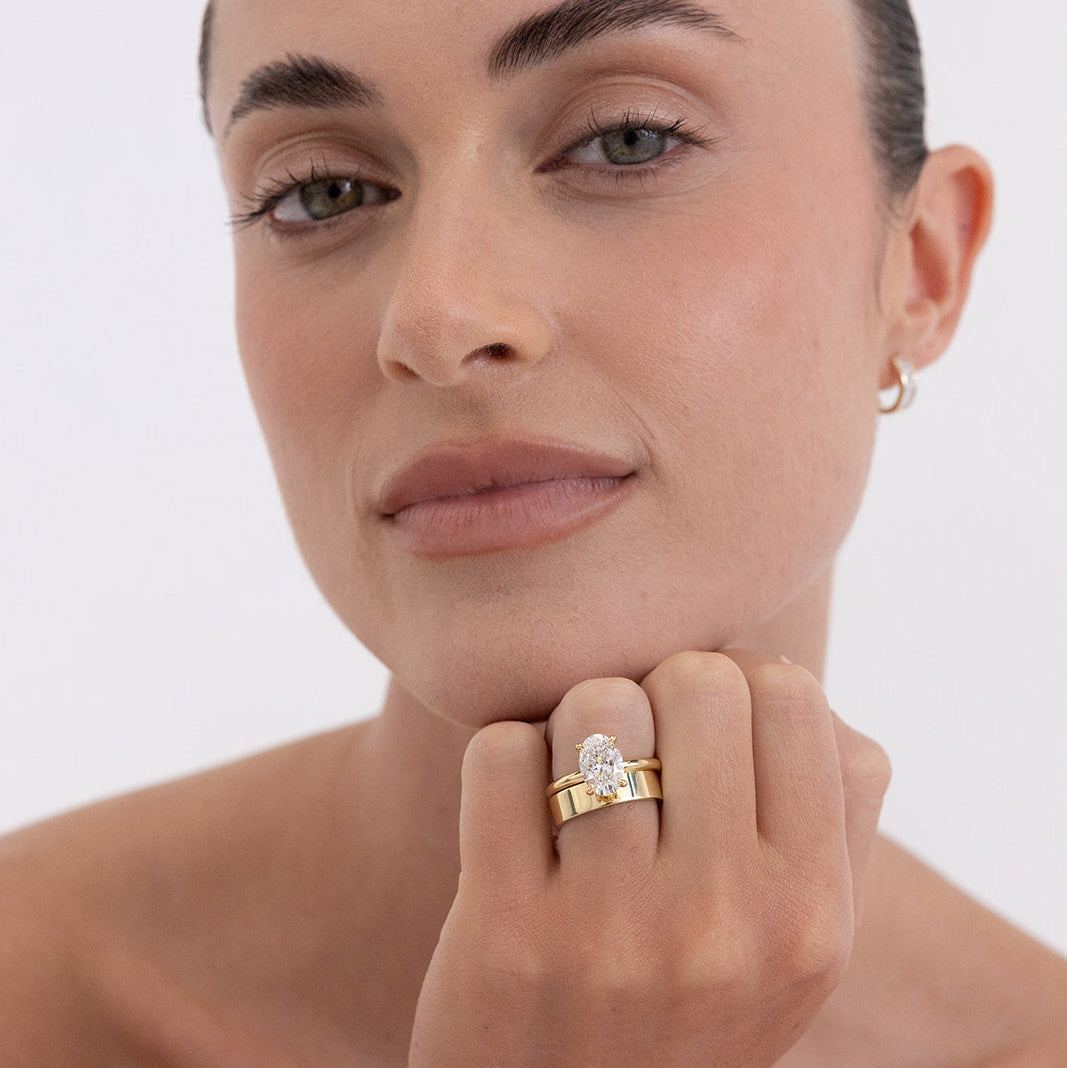 Cigar Band | Lab Diamond Ring – On hand view, Matthews Jewellers Newcastle