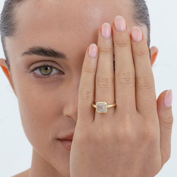 Clea | Asscher Cut Diamond Bezel Engagement Ring