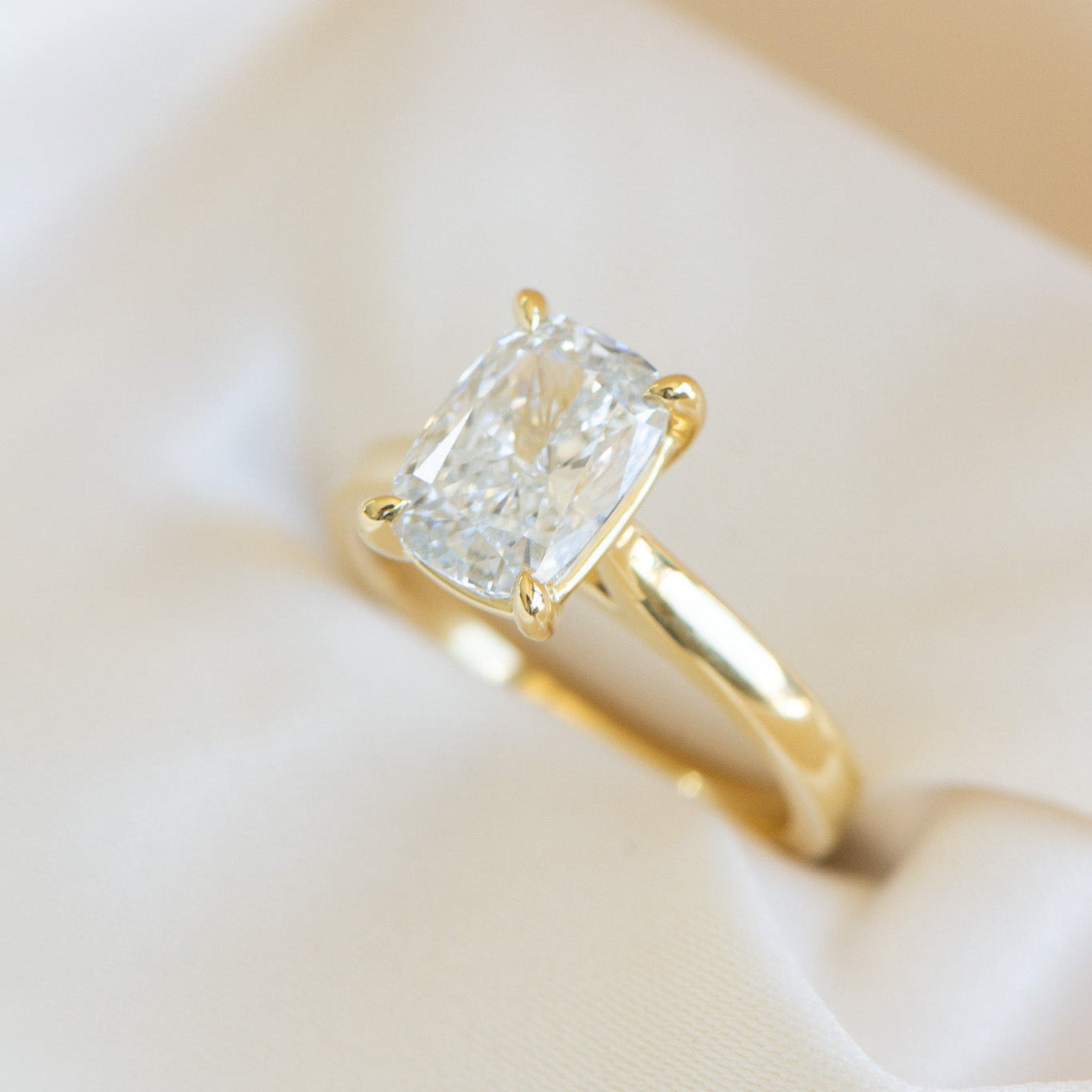 Elora | 2.52ct Elongated Cushion Engagement Ring – Three-quarter view, Matthews Jewellers Newcastle