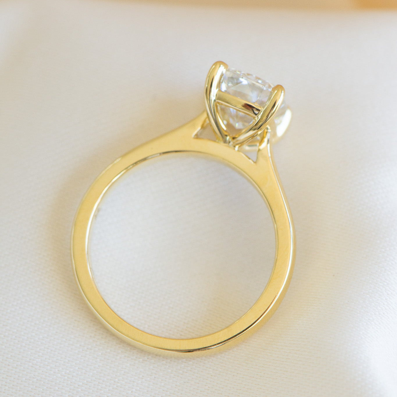 Elora | 2.52ct Elongated Cushion Engagement Ring – Side profile view, Matthews Jewellers Newcastle