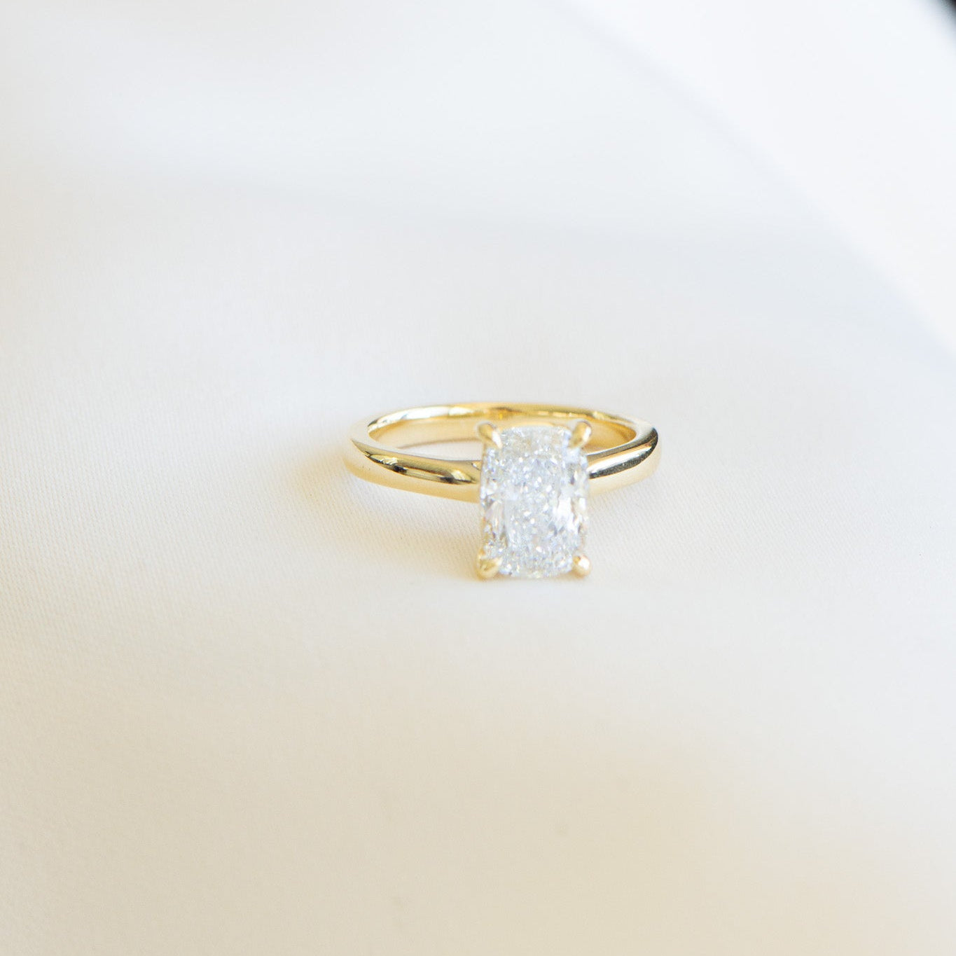 Elora | 2.52ct Elongated Cushion Engagement Ring – Close-up detail view, Matthews Jewellers Newcastle
