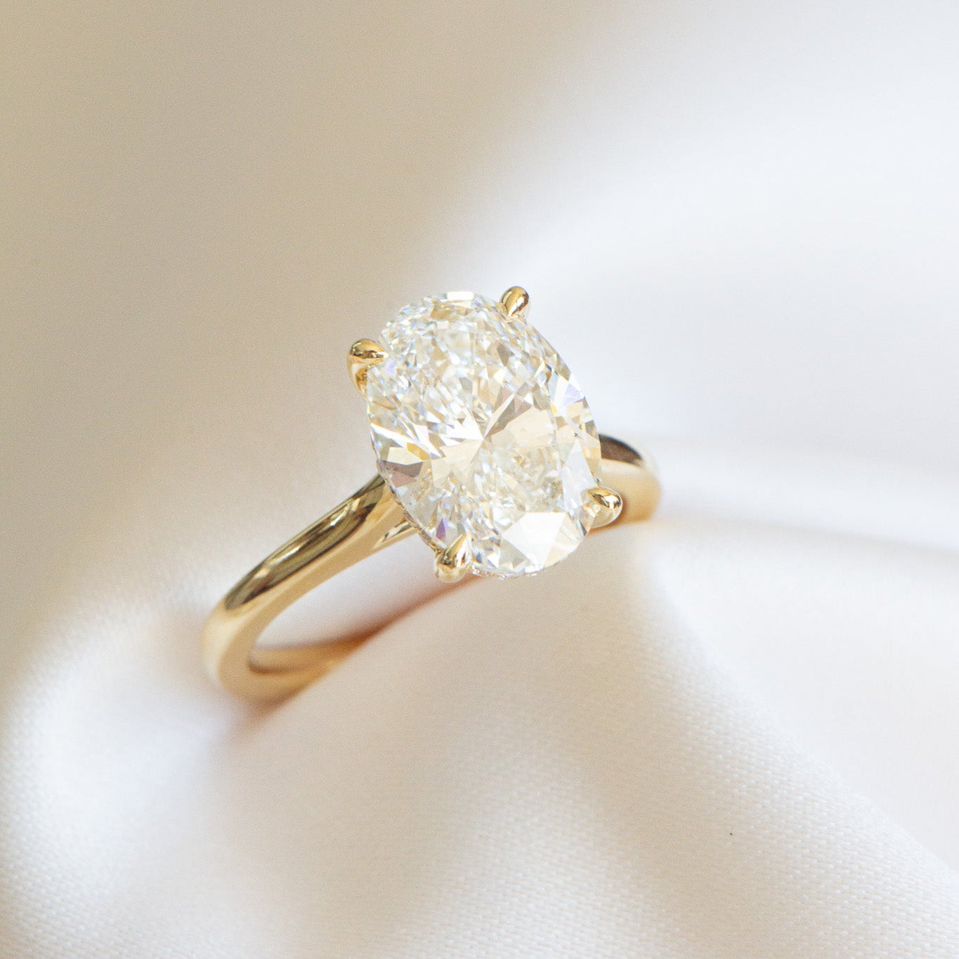 Helena 4ct lab grown diamond oval engagement ring in 18k gold, Matthews Jewellers Newcastle