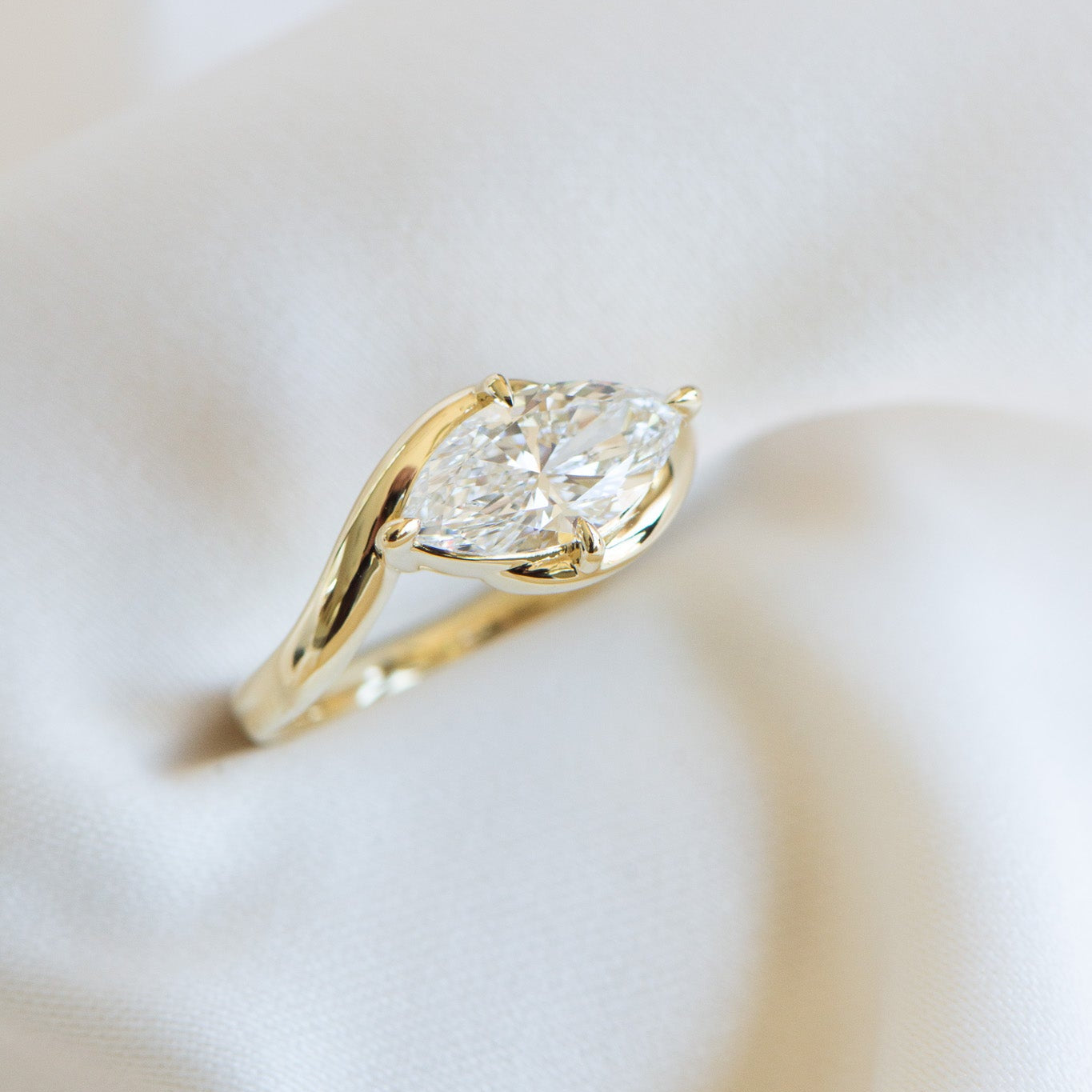 Kaia | 1.5ct Marquise Lab Diamond Engagement Ring – Three-quarter view, Matthews Jewellers Newcastle