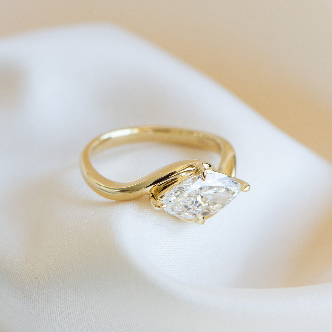 Kaia | 1.5ct Marquise Lab Diamond Engagement Ring – Close-up detail view, Matthews Jewellers Newcastle