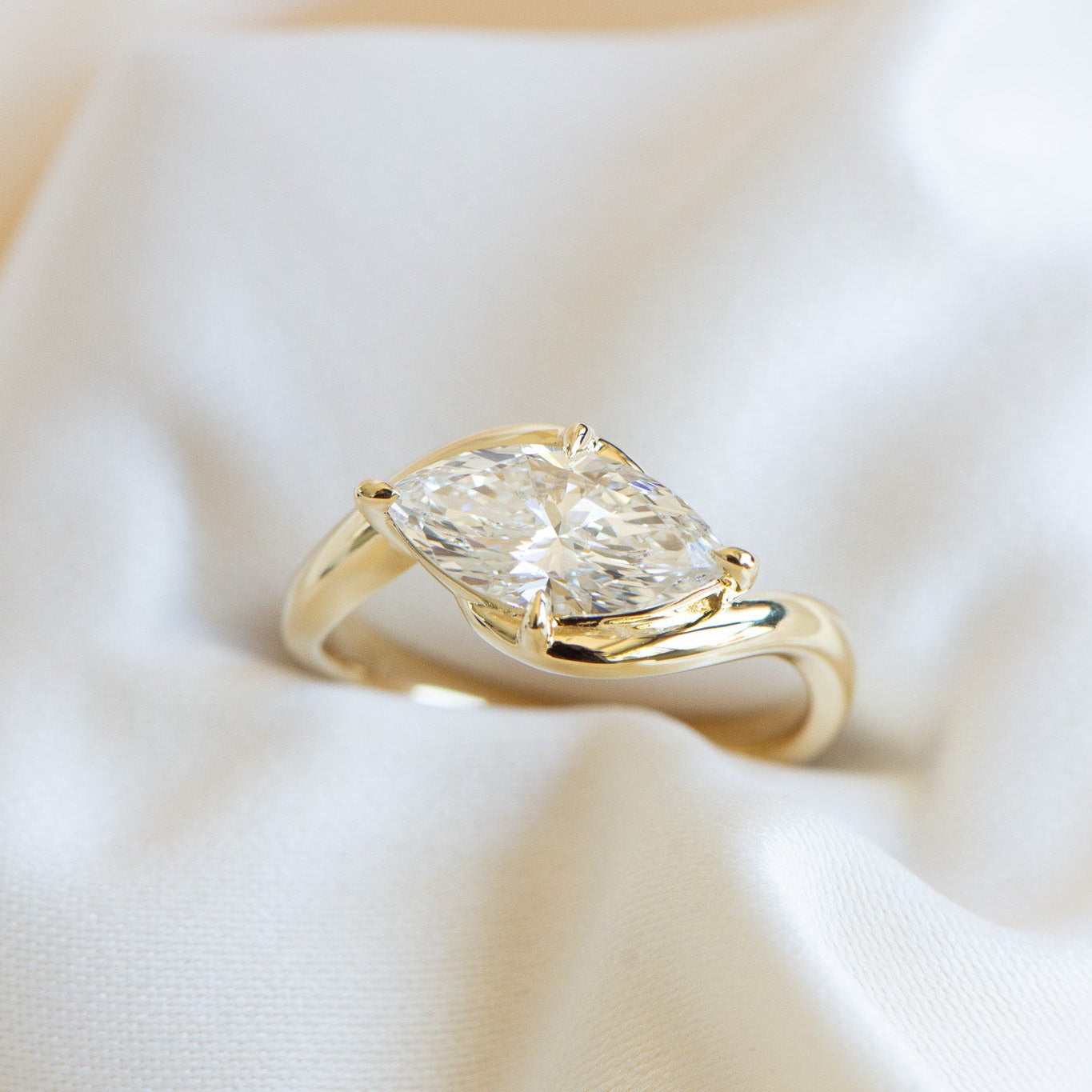 Kaia | 1.5ct Marquise Lab Diamond Engagement Ring – Front view, Matthews Jewellers Newcastle