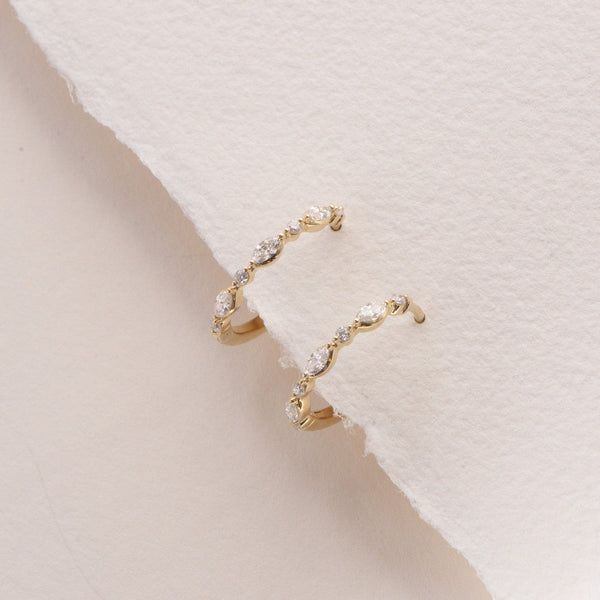 Marquise and Round Dainty Hoop Earrings