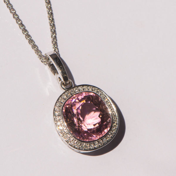 17.44ct Pink Tourmaline & Diamond Pendant