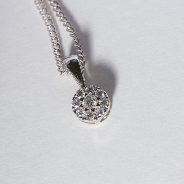 Natural Diamond Cluster Pendant White Gold 0.25ct