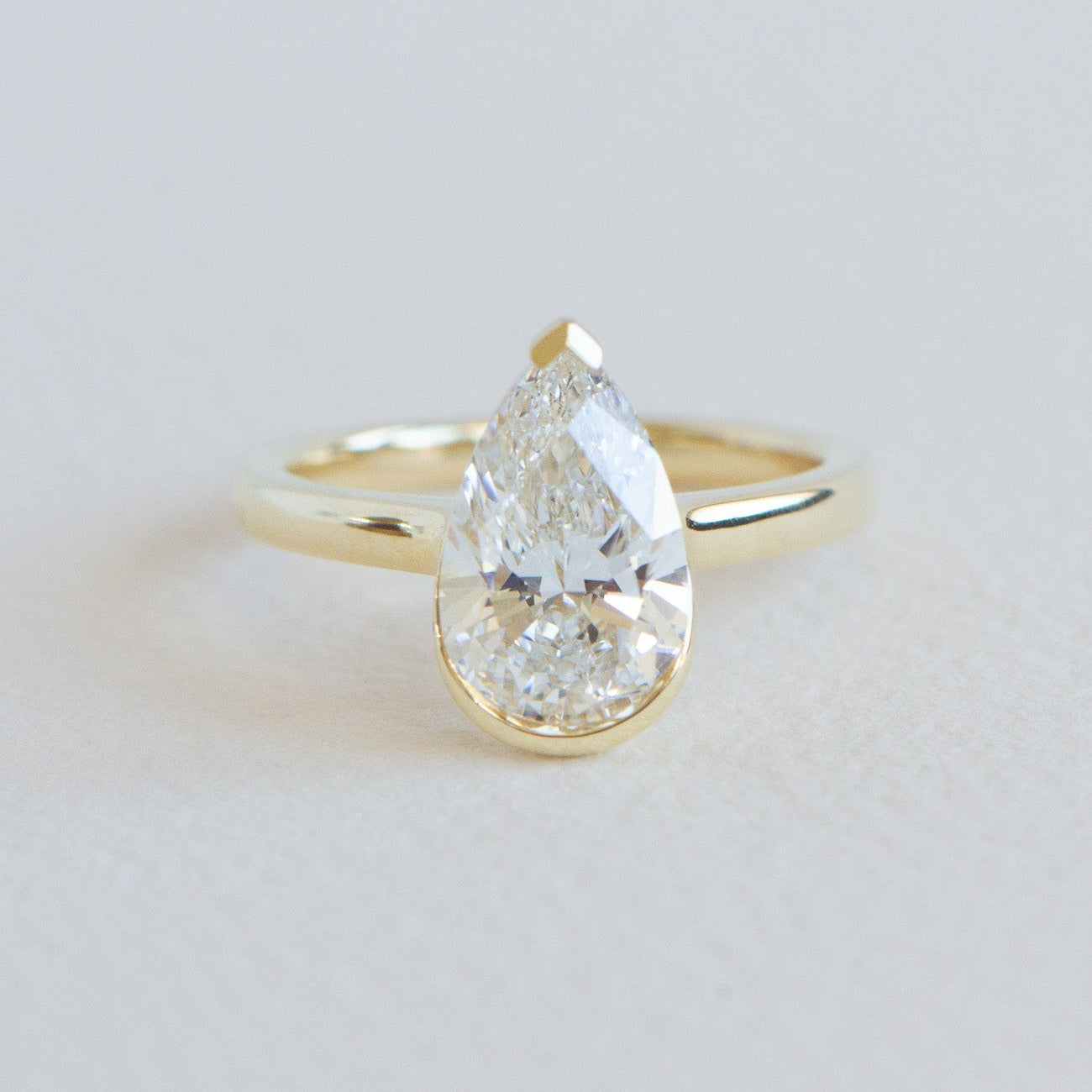 Half Bezel Nora 2.57ct lab grown diamond bezel ring in 18k gold, Matthews Jewellers Newcastle