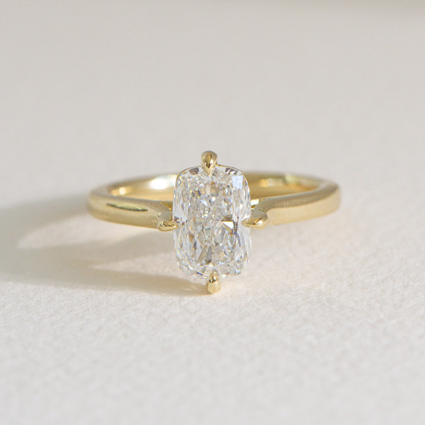 Compass Elora 2.04ct lab grown diamond elongated cushion ring in 18k gold, Matthews Jewellers Newcastle