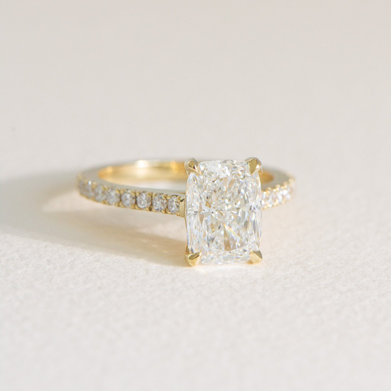 Matthews Jewellers Elora 3ct lab grown diamond elongated cushion ring, handcrafted since 1957