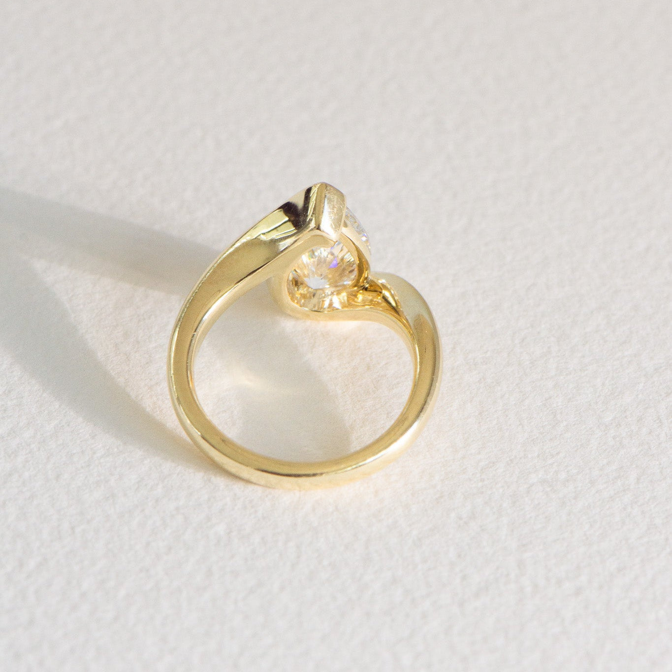 Lola lab grown diamond pear engagement ring in 18k gold, handcrafted by Matthews Jewellers