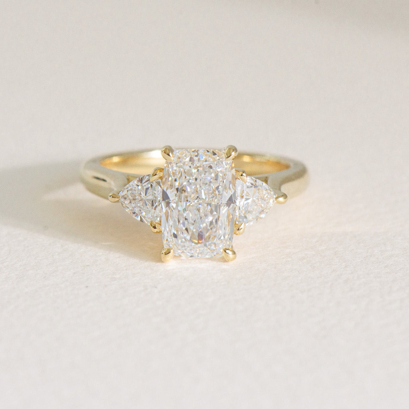 Elodie lab grown diamond elongated cushion ring in 18k gold, Matthews Jewellers Newcastle