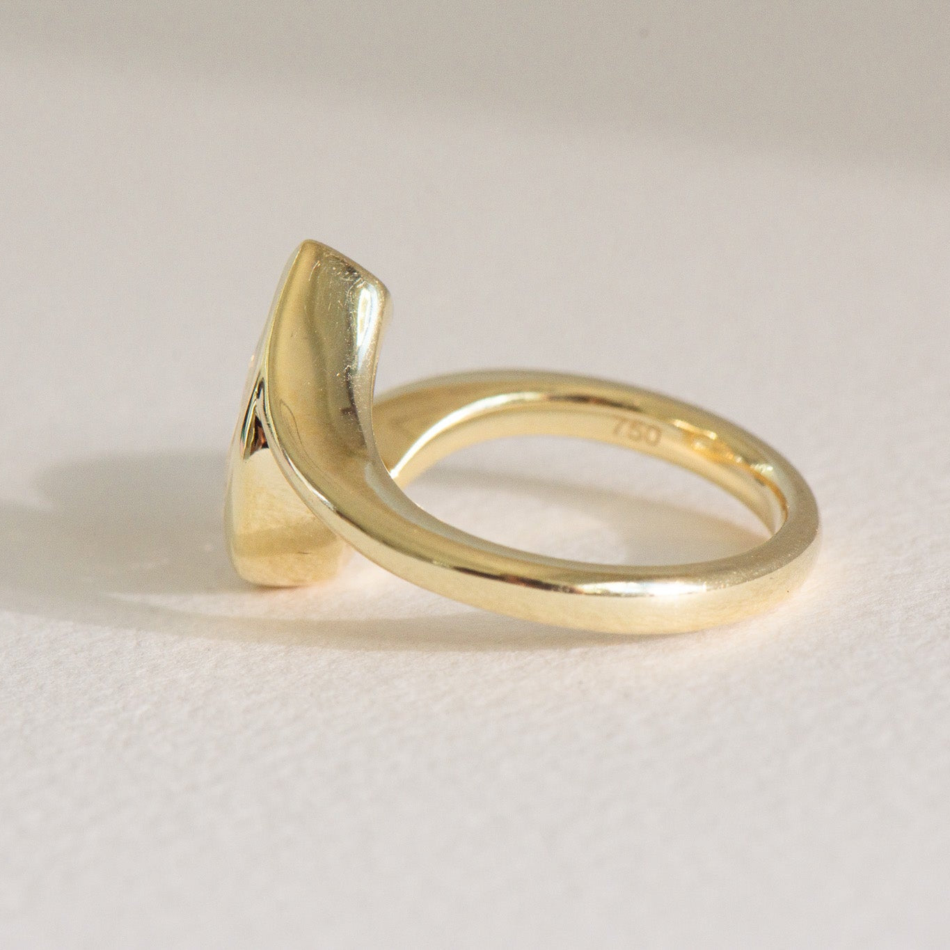 Lola lab grown diamond pear engagement ring in 18k gold, handcrafted by Matthews Jewellers