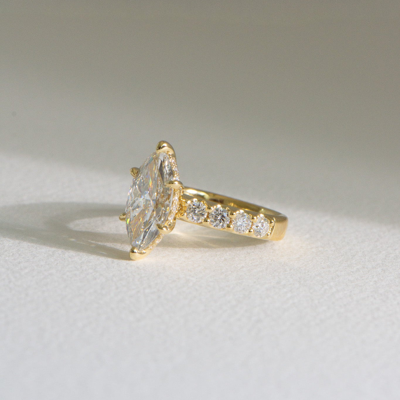 Freya | 3ct Marquise Lab Diamond Engagement Ring – Three-quarter view, Matthews Jewellers Newcastle