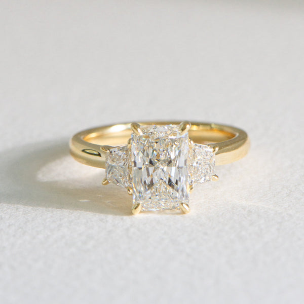 Thea | 2.5ct Three Stone Radiant and Trapezoid Engagement Ring
