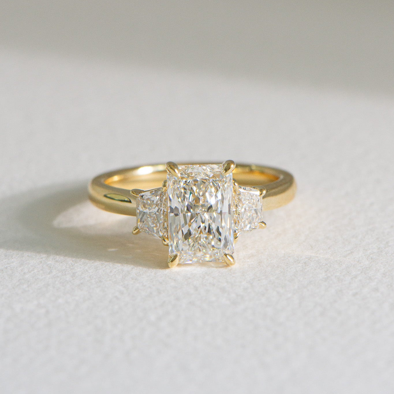 Thea | 2.5ct Radiant Lab Diamond Engagement Ring – On hand view, Matthews Jewellers Newcastle