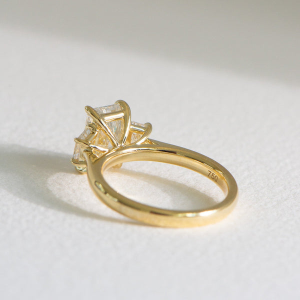 Thea | 2.5ct Three Stone Radiant and Trapezoid Engagement Ring