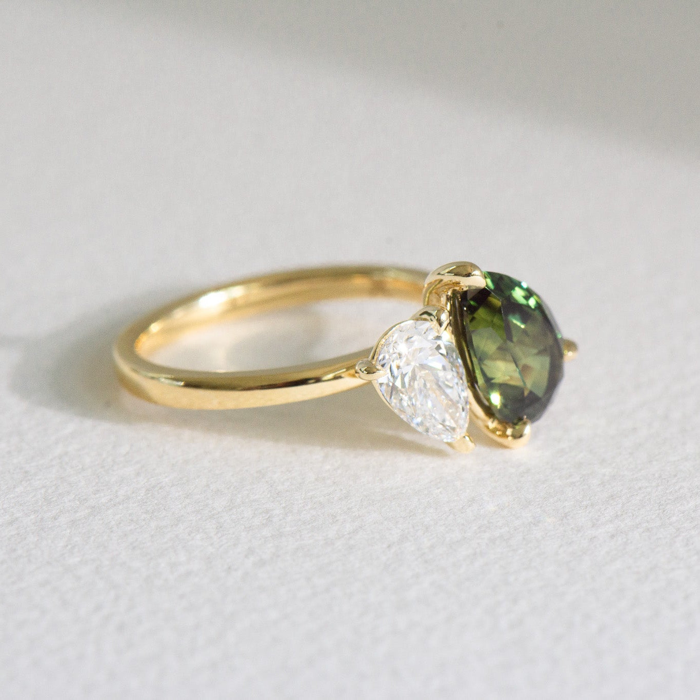 Sapphire Carrie | 2.87ct Pear Australian Sapphire Engagement Ring – Three-quarter view, Matthews Jewellers Newcastle