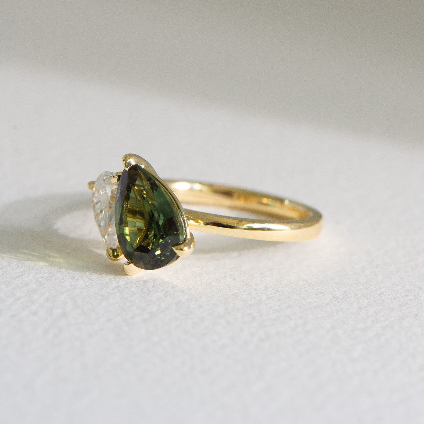 Sapphire Carrie | 2.87ct Pear Australian Sapphire Engagement Ring – Side profile view, Matthews Jewellers Newcastle