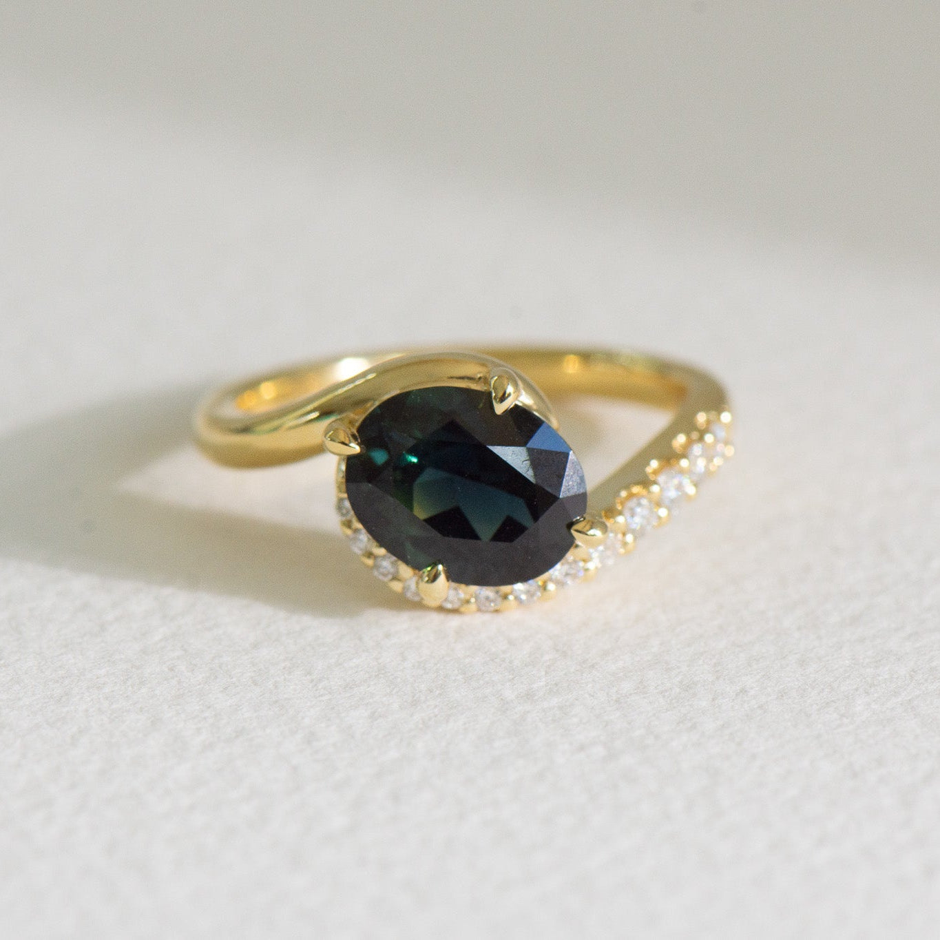 Sapphire Kai | 2.20ct Oval Australian Sapphire Engagement Ring – Front view, Matthews Jewellers Newcastle