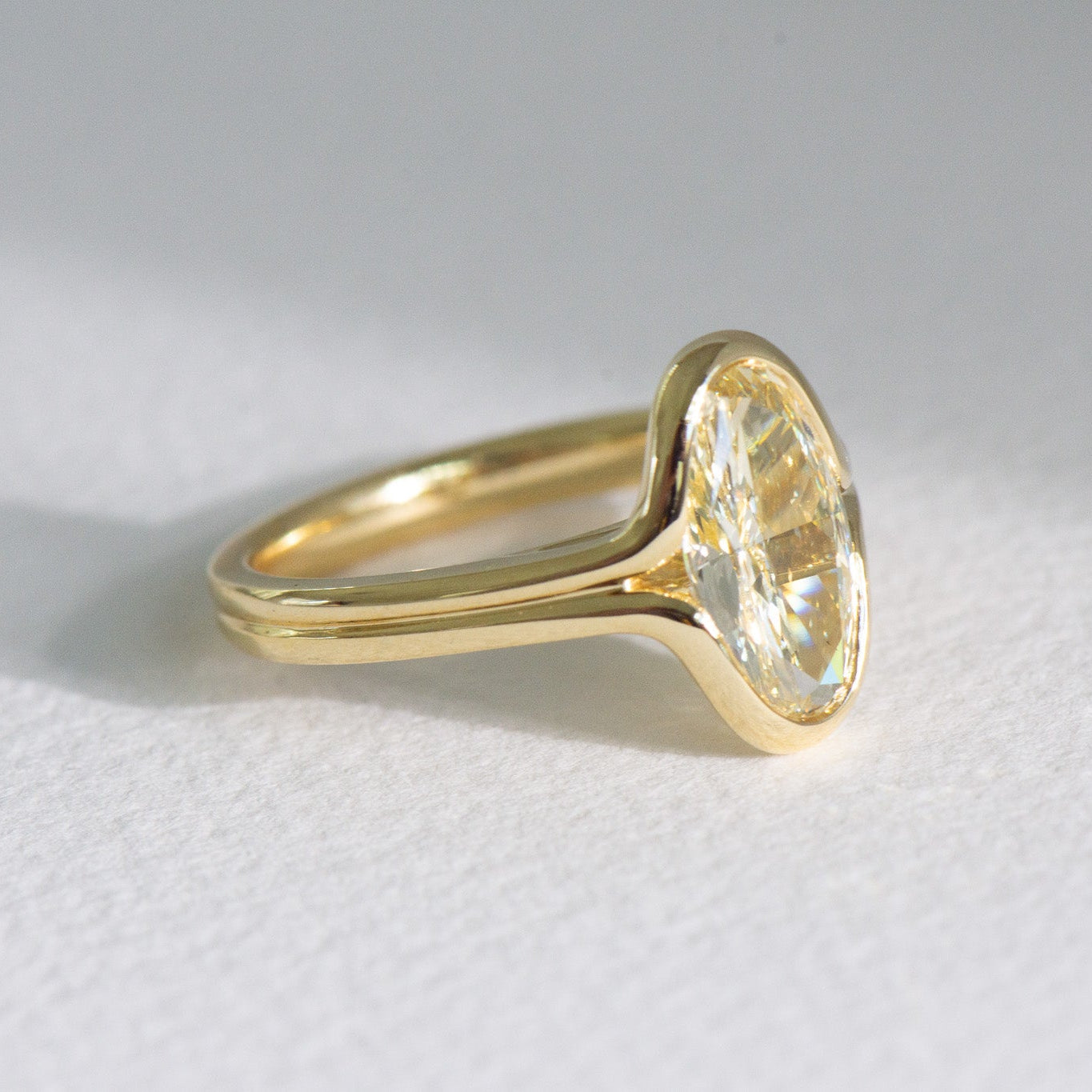 Everleigh | 2.10ct Yellow Moval Engagement Ring – Three-quarter view, Matthews Jewellers Newcastle