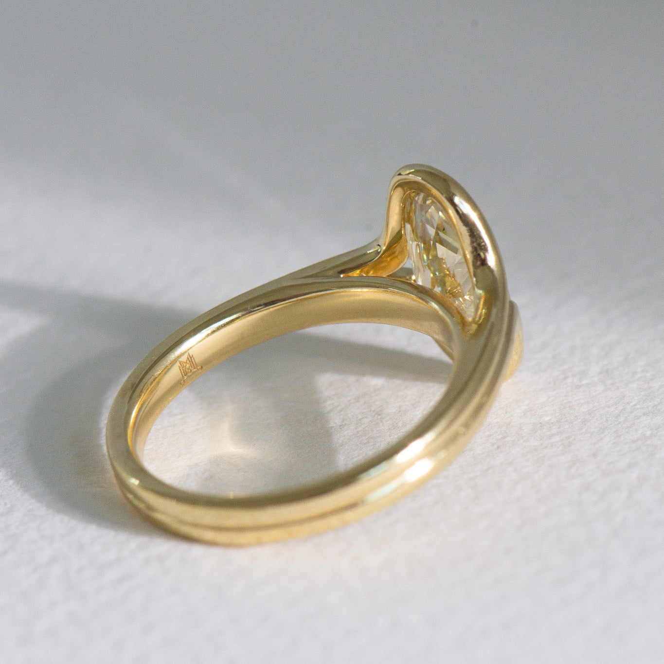Everleigh | 2.10ct Yellow Moval Engagement Ring – Side profile view, Matthews Jewellers Newcastle