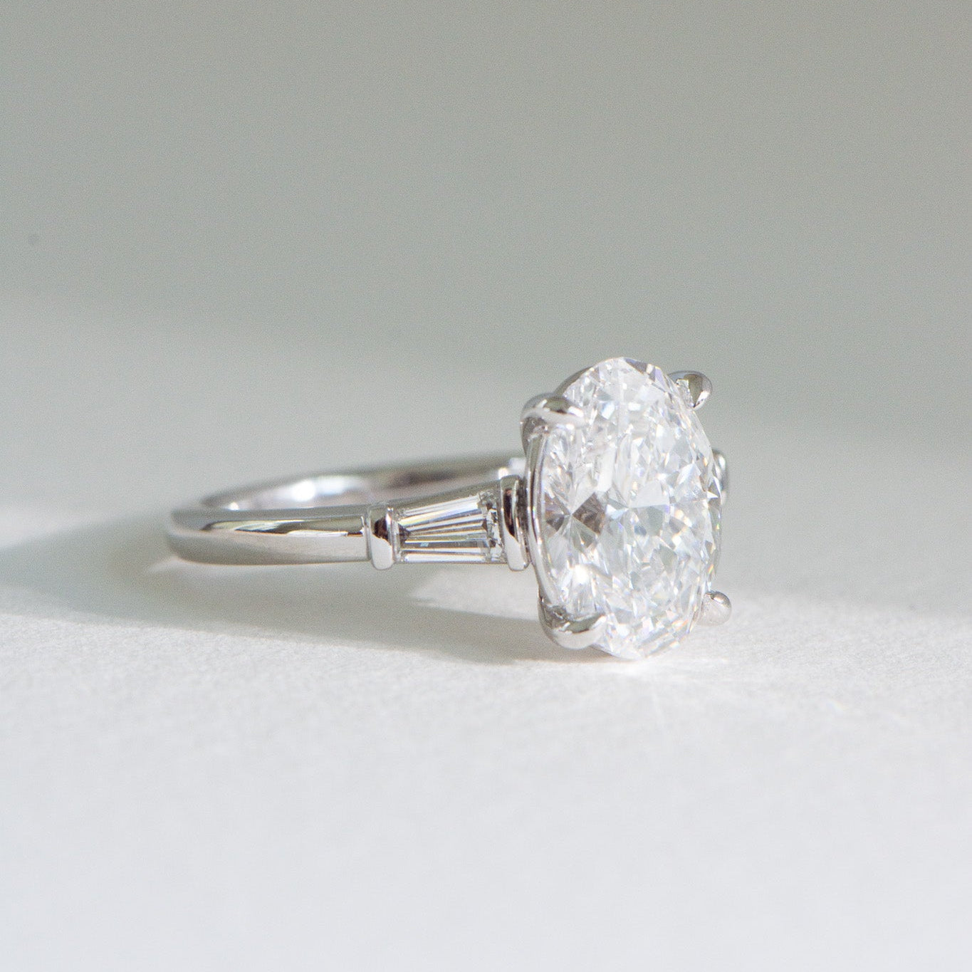 Ophelia | 4.5ct Oval Lab Diamond Engagement Ring – Side profile view, Matthews Jewellers Newcastle