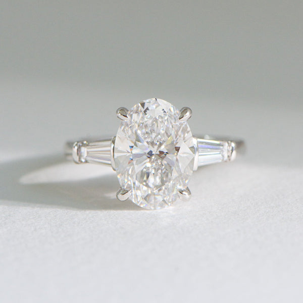 Ophelia | 4.53ct Oval Engagement Ring with Tapered Baguettes