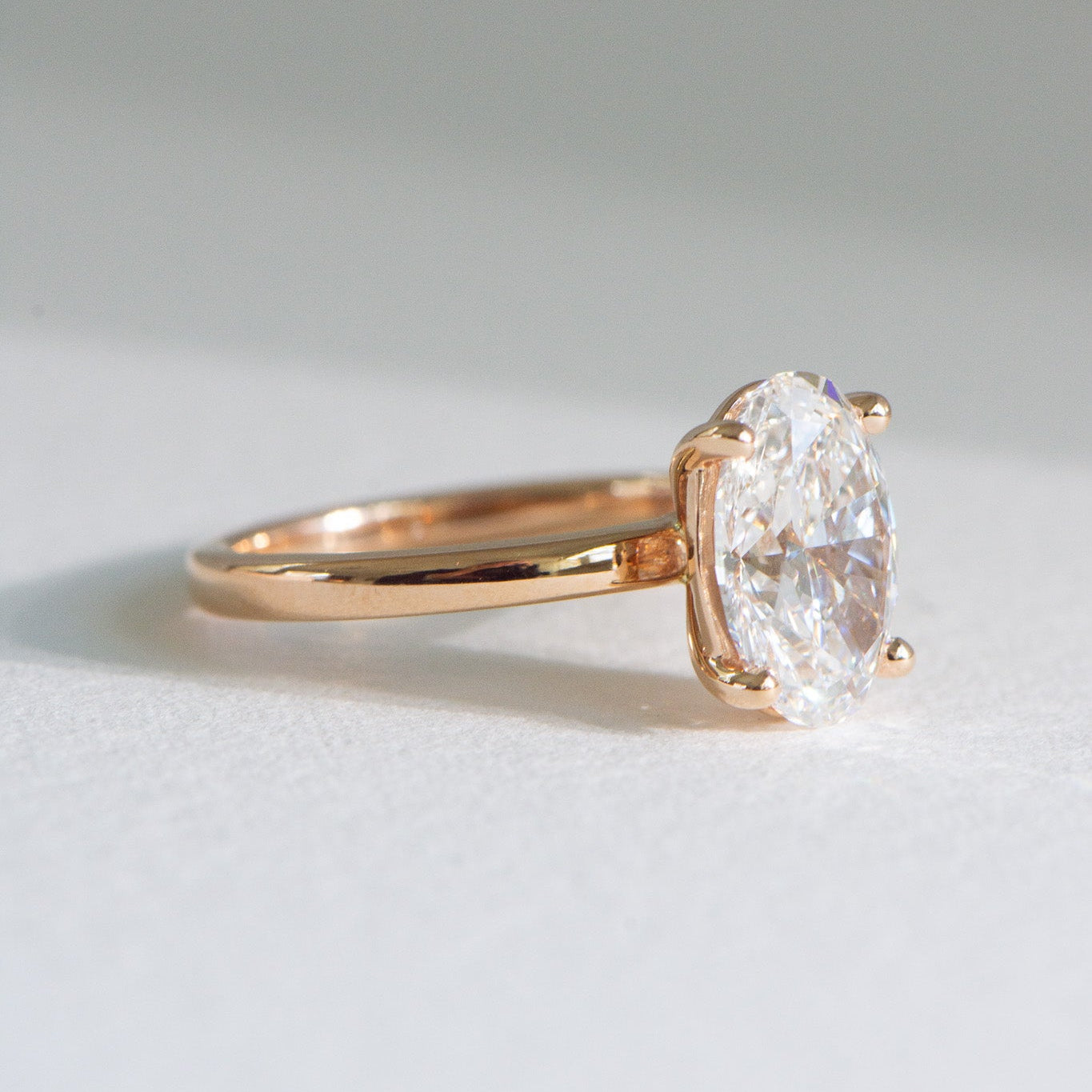 Helena | 3ct Oval Lab Diamond Engagement Ring – Side profile view, Matthews Jewellers Newcastle