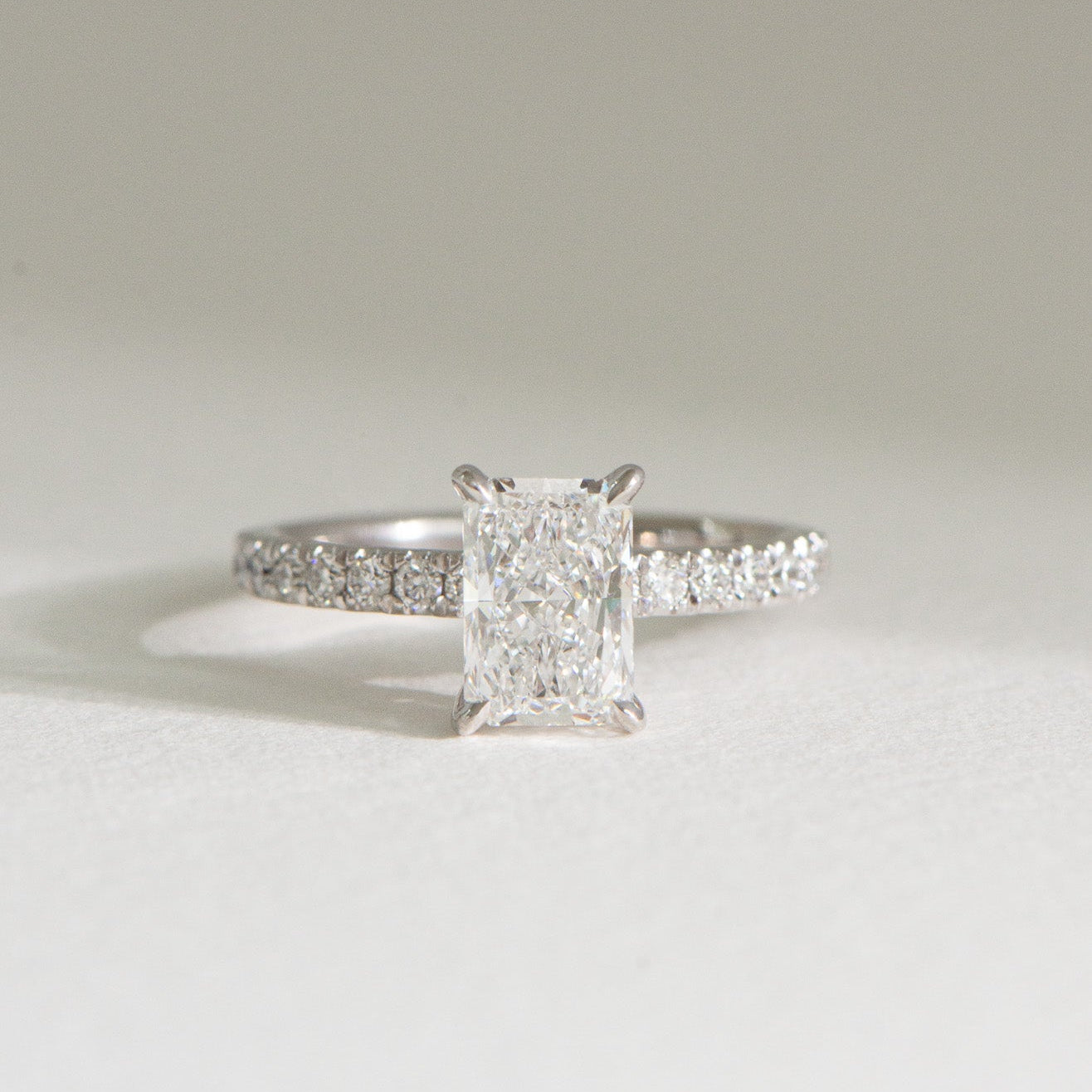 Sofia | 1.5ct Radiant Lab Diamond Engagement Ring – Front view, Matthews Jewellers Newcastle