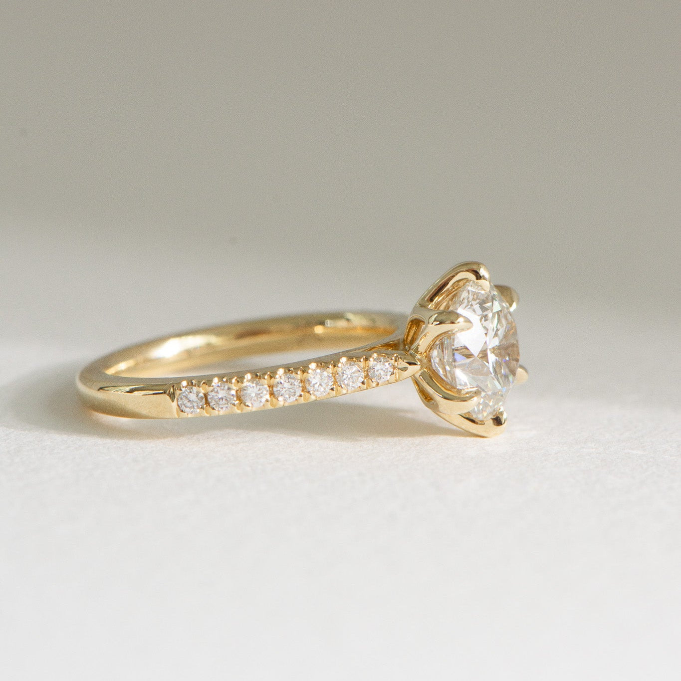 Dawn | 2ct Round Lab Diamond Engagement Ring – Three-quarter view, Matthews Jewellers Newcastle