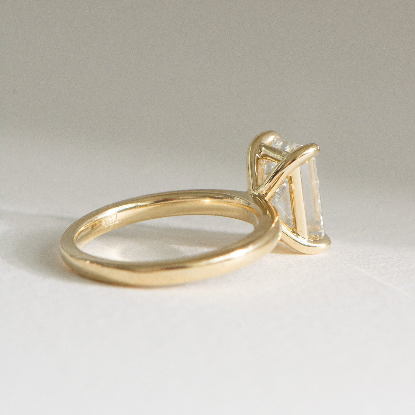 Edith | 3ct Emerald Cut Lab Diamond Engagement Ring – Close-up detail view, Matthews Jewellers Newcastle
