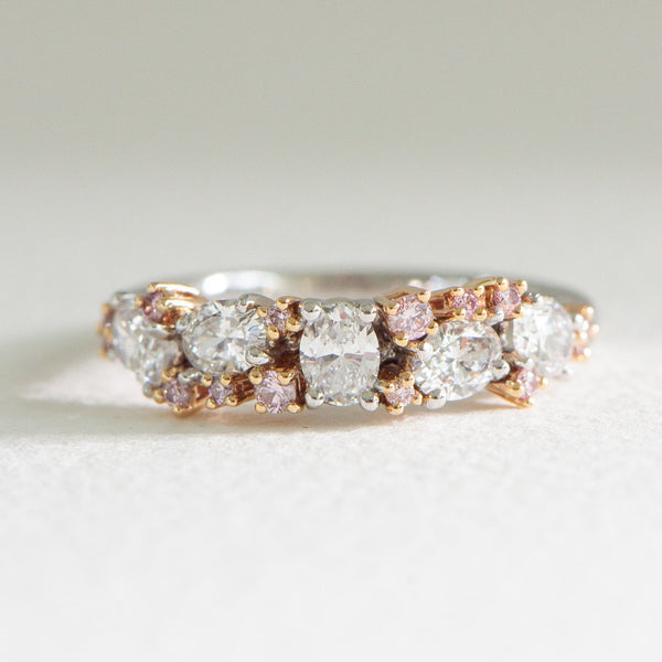 Pink Diamond Oval and Round Ring